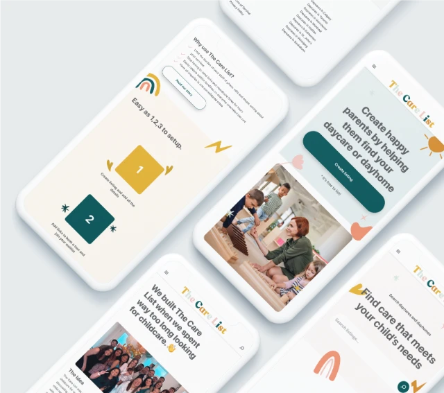 The Care List product screens
